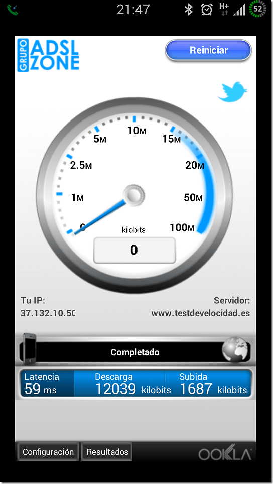 Jazztel test de velocidad móvil
