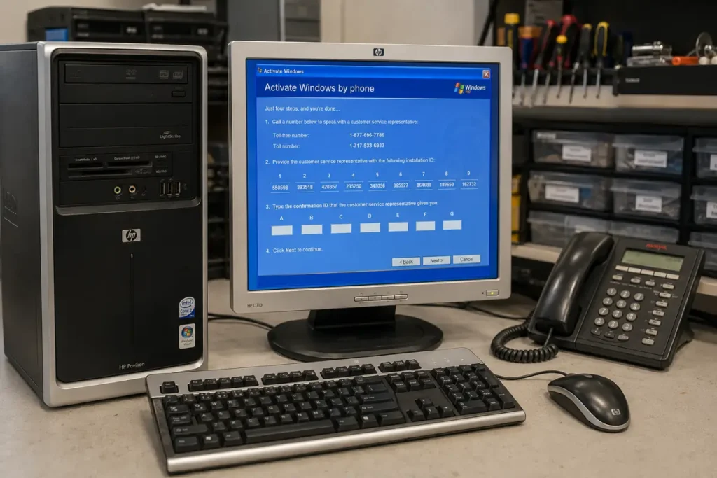 Activación telefónica de Windows XP en un ordenador HP de sobremesa