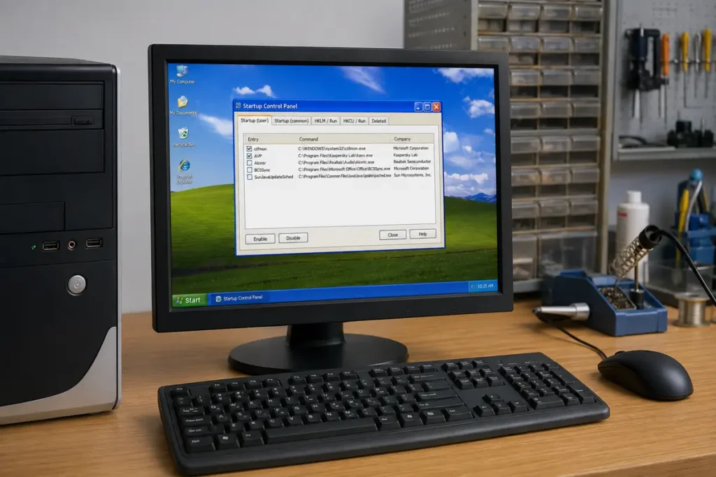 Startup Control Panel mostrando programas que arrancan con Windows XP