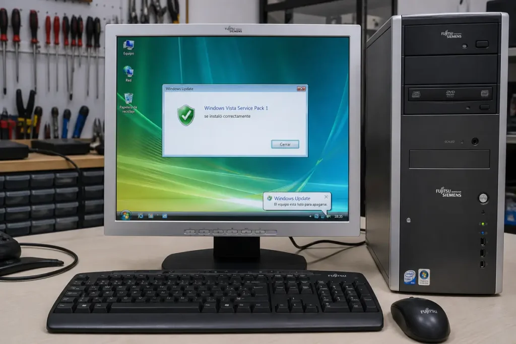Ordenador Fujitsu de 2008 con Windows Vista Service Pack 1 instalado
