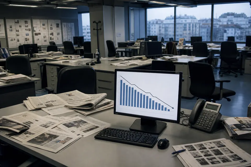 Redacción vacía durante la crisis de los medios de comunicación