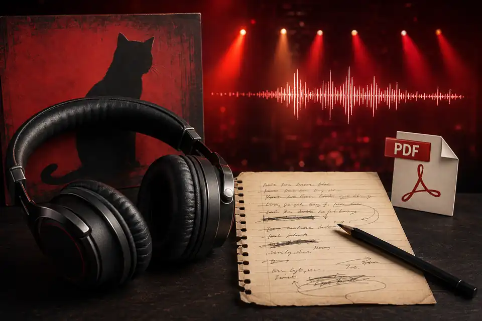 Auriculares, una hoja manuscrita y extras digitales del disco de Amaral