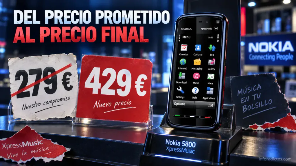 Nokia 5800 XpressMusic junto a los precios de 279 y 429 euros