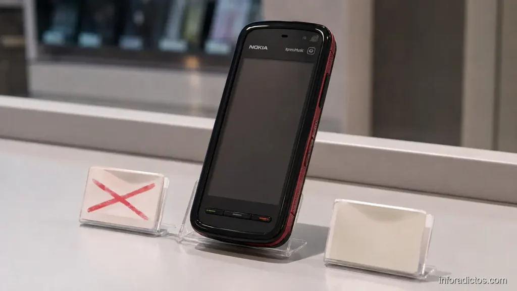 Nokia 5800 XpressMusic expuesto en una tienda tras su bajada de precio