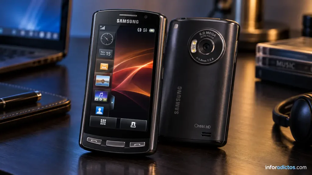 Samsung Omnia HD i8910 visto de frente y por detrás
