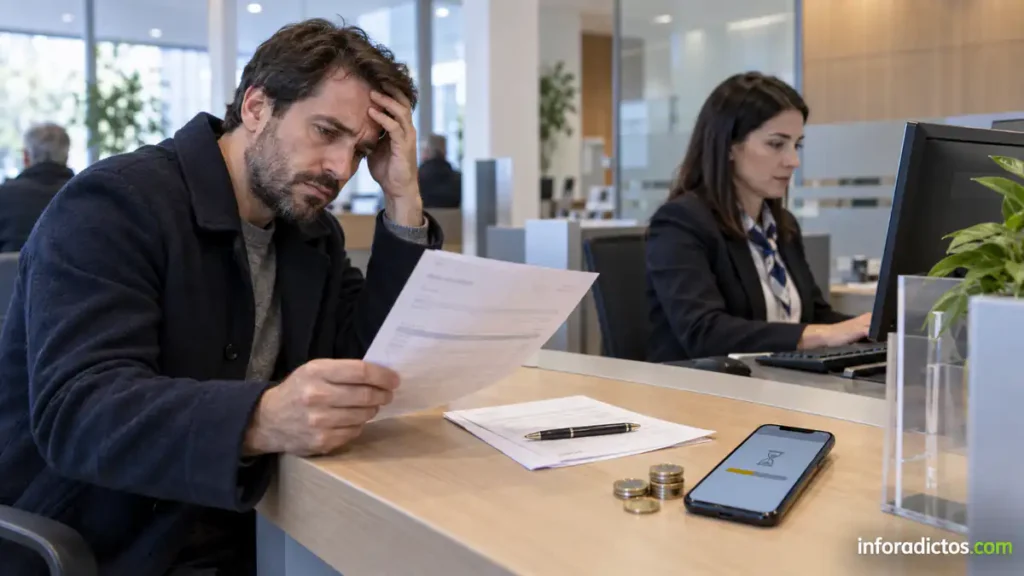 Cliente molesto por una transferencia bancaria pendiente