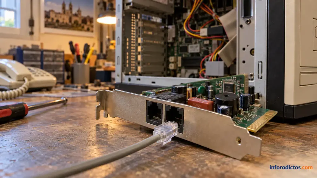 Módem analógico interno con dos conexiones RJ11