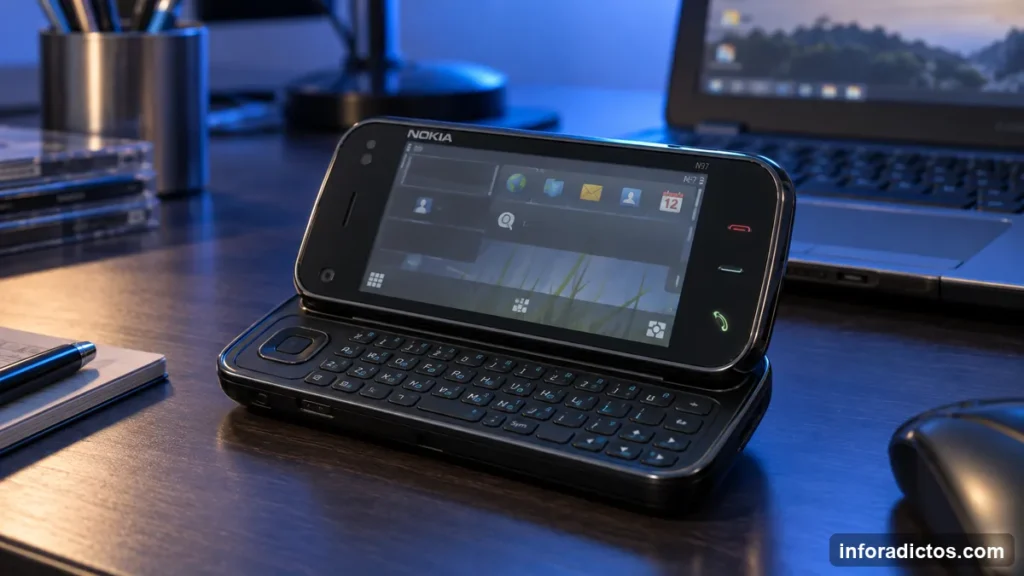Nokia N97 abierto con su teclado físico QWERTY