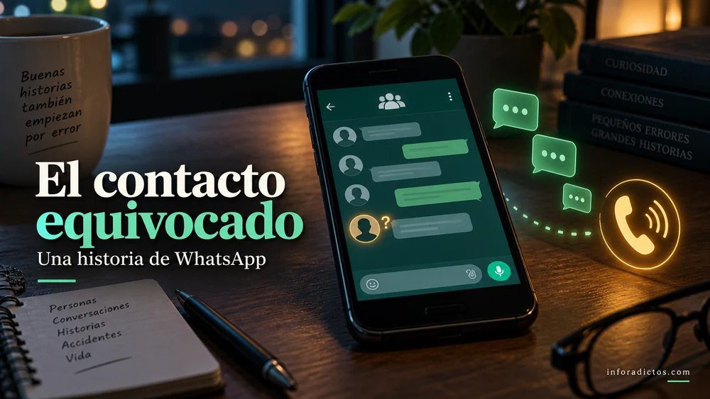 Ilustración de un contacto añadido por error a un grupo de WhatsApp y una llamada entrante