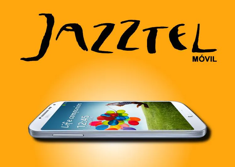 Logotipo de Jazztel Móvil sobre fondo naranja