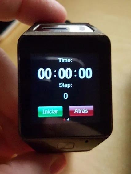 Podómetro del GV08S con el tiempo y los pasos a cero