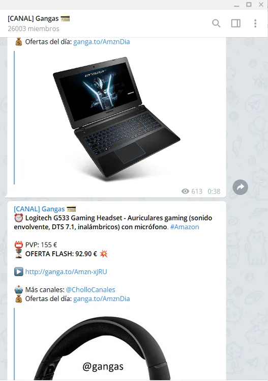 Canal Gangas en Telegram Vista del canal Gangas en Telegram