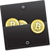 Monedero negro con varias monedas de Bitcoin