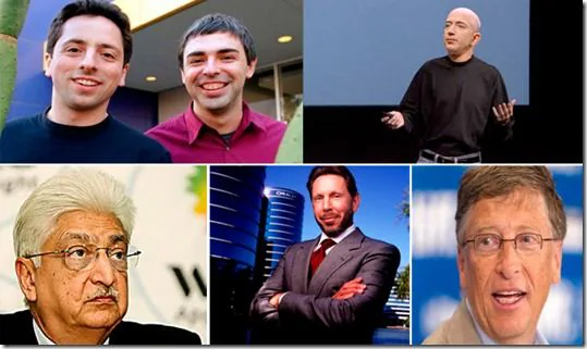 Collage de empresarios multimillonarios de compañías tecnológicas