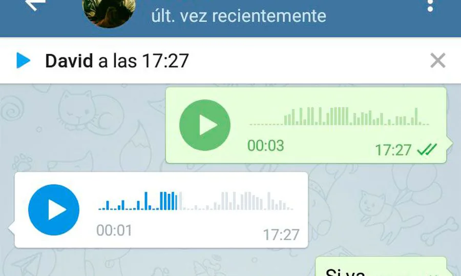 Notas de voz en Telegram Interfaz de grabación de notas de voz en Telegram