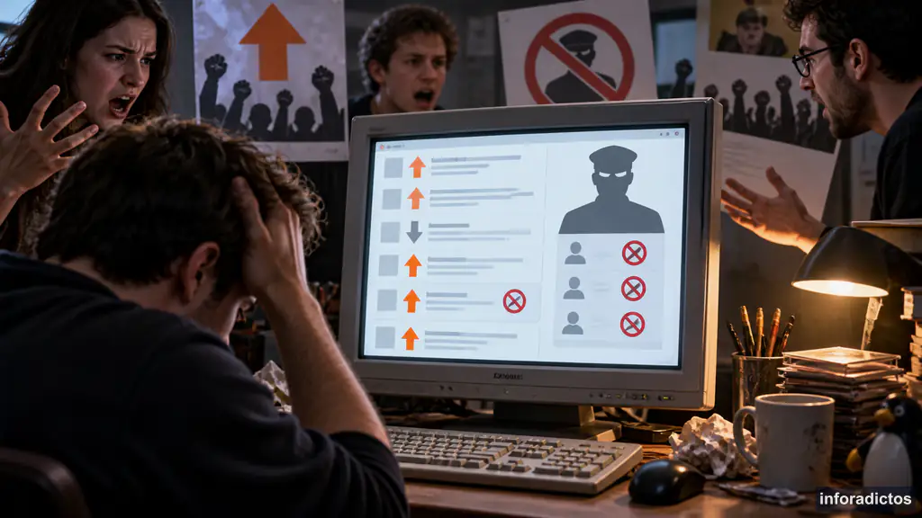 Usuarios enfrentados por los votos negativos y los baneos en una comunidad de noticias