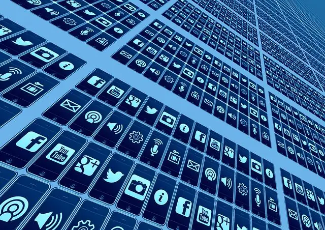 Silueta de una persona rodeada por iconos de redes sociales