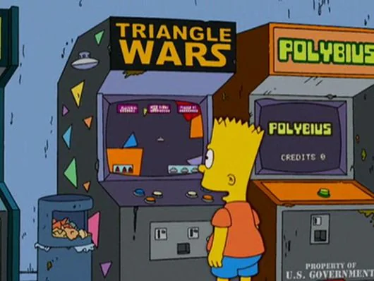 Polybius en Los Simpson Bart Simpson frente a la máquina Polybius en un salón recreativo
