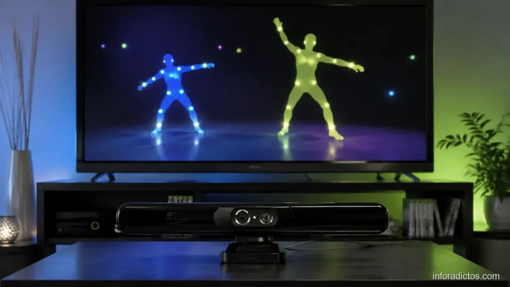 Sensor Project Natal de Microsoft ante una televisión con seguimiento de movimiento
