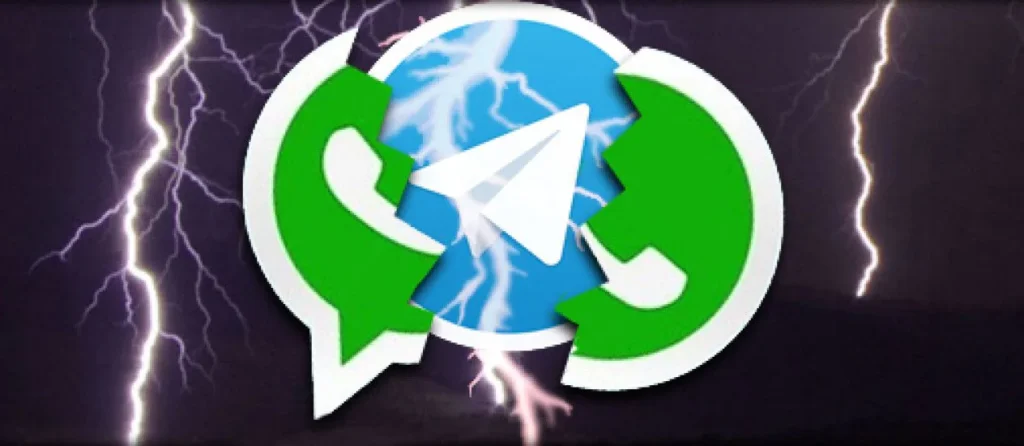 Logotipos de Telegram y WhatsApp enfrentados