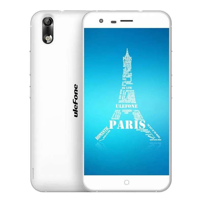 Ulefone Paris en color blanco Ulefone Paris blanco mostrado por delante y por detrás